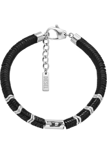 Diesel Herren D Logo Silberfarbenes Edelstahl Armband, DX1574931