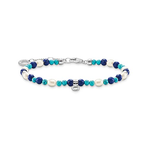 Thomas Sabo Armband mit blauen Steinen und Perlen 925 Sterlingsilber A2064-775-7