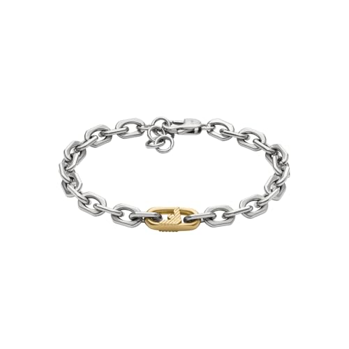 Emporio Armani Herrenarmband aus Leder oder Edelstahl mit Karabiner-, Schieber- oder Druckknopfverschluss, Silber-Grau