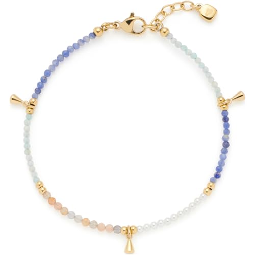 JEWELS BY LEONARDO Armband Ciao Babelli, Arm-Schmuck aus goldfarbenem Edelstahl, pastellfarbene Natursteinchen und kleine Goldtropfen, 18-19,5 cm Länge, Schmuck Damen, 024472