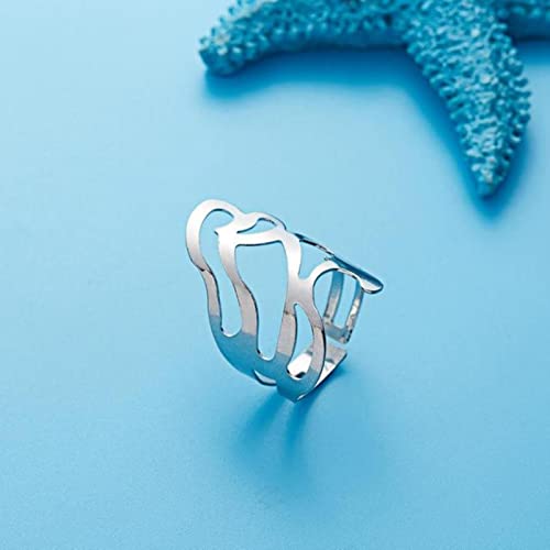 WEITING Fashion Gold Farbe Silber Farbe Öffnungsring für Damen Herren Lagre Breiter Ring Hip Hop Punk Fingerringe Einfacher Boho Schmuck Größenverstellbar 14I3AJ004