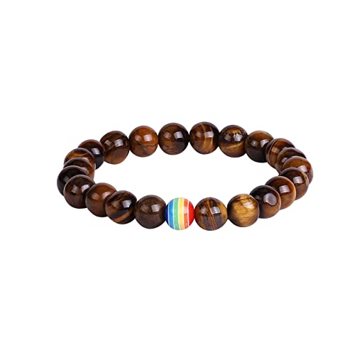 TianWlio Farbe Naturstein Armbänder Armband Unisex Strass Armband Yoga Armband Chakra Armband Farbe Perlen Armband Stern Naturstein Armband Silikonarmbänder (C, One Size)