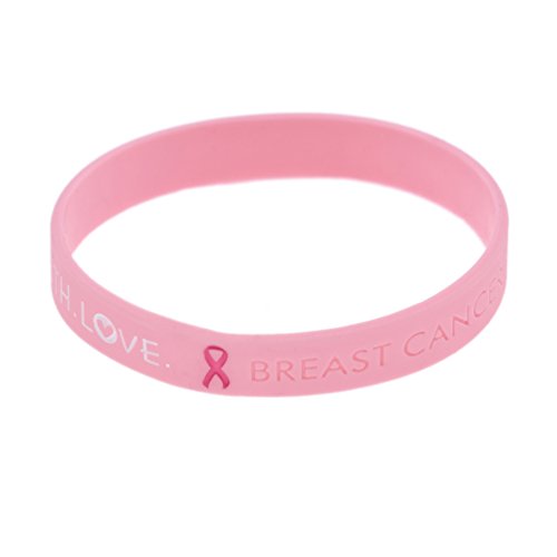 YNuth Armband aus Silikon für Brustkrebs-Bewusstsein von Mut und Glaube, Rosa