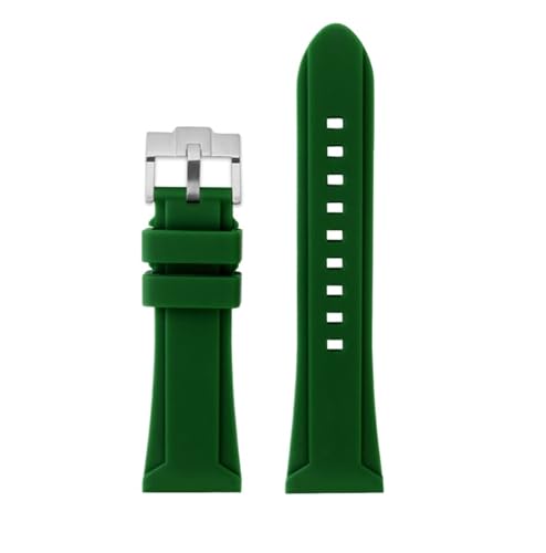 AXTGBHL Großes, weiches Silikonarmband 24 26 mm passend for Panerai Diesel Armband DZ4318 4476 4323 Gummiband Herren Armband Zubehör(Green silver pin,24mm)