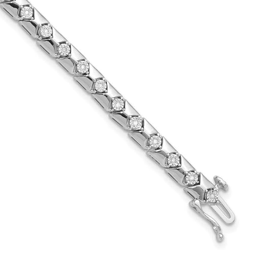 Armband aus 925er Sterlingsilber, poliert, rhodiniert, mit Schnappverschluss, rhodiniert, Diamant-Armband, Schmuck, Geschenke für Frauen