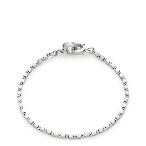 Leonardo Icona Clip&Mix Armband aus Edelstahl 1 Stück, silberfarbenes schlichtes Armband aus geometrischen Edelstahl-Perlen, Damenschmuck, 021566