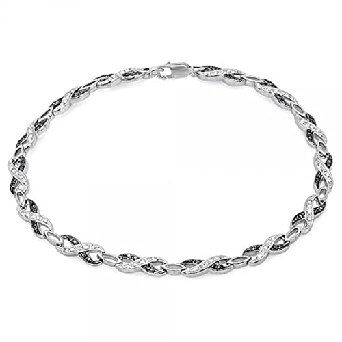 0,36 Karat (ctw) Sterling Silber Diamant weiß schwarz rund & Damen Infinity Tennis Link Armband 1/3 CT by dazzlingrock Collection