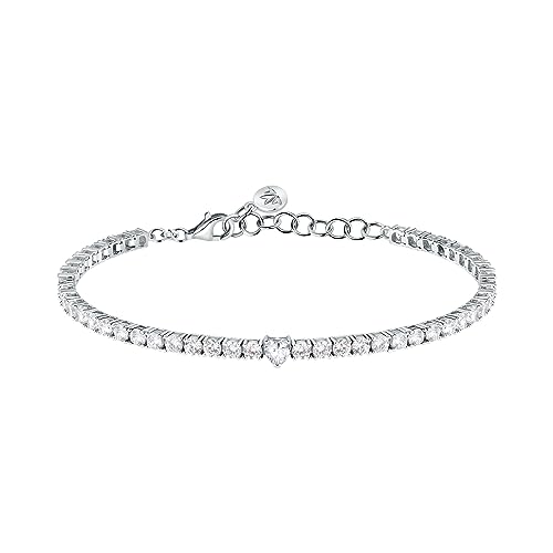 Morellato Damenarmband aus 925 Silber, Zirkone, Tesori-Kollektion, Herz, Tennis SAIW166