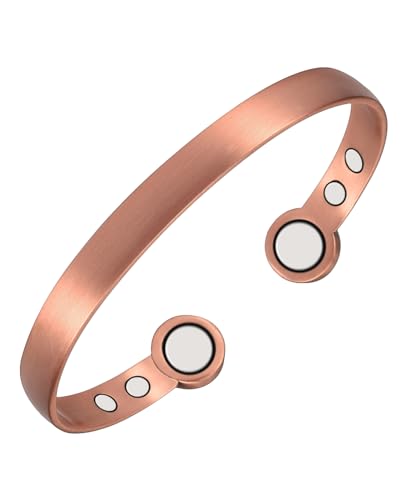 YINOX Magnetisches Kupfer-Armband für Arthritis, Männer und Frauen, Armreif mit 6 starken Magneten, verstellbar, 18 cm (WCP-0331)
