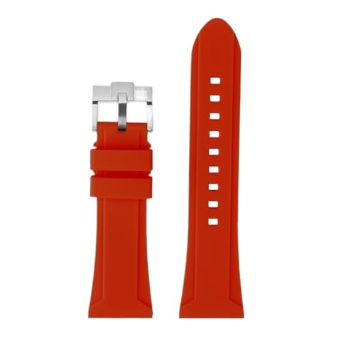AXTGBHL Großes, weiches Silikonarmband 24 26 mm passend for Panerai Diesel Armband DZ4318 4476 4323 Gummiband Herren Armband Zubehör(Red silver pin,24mm)