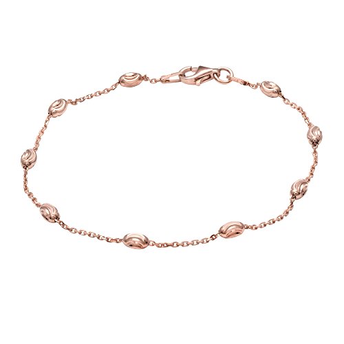 Materia Damen Rosegold Armband Armkette 925 Sterling Silber Kugel vergoldet diamantiert 19cm in Etui SA-68
