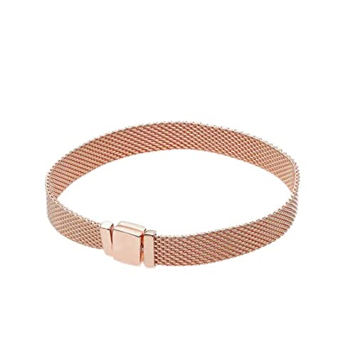 CHOUBAGUAI Sterlingsilber-Farbreflex ions-Armband, DIY-Charms-Armband, passend für Original-Charms-Perlen für Frauen, Schmuckgeschenk, 16–20 cm, Roségold, 17 cm