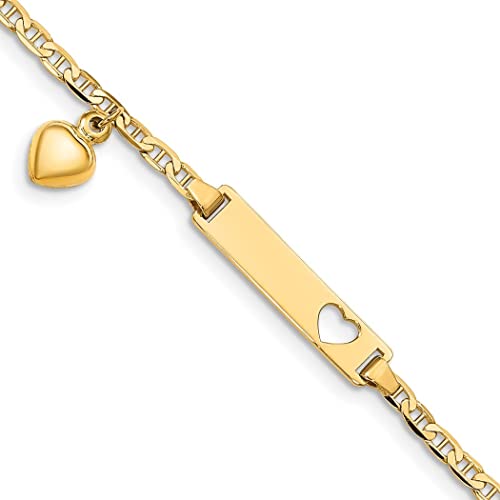 14 ct Baby ID-Armband Anker mit Herz Baumeln – 15,2 cm JewelryWeb
