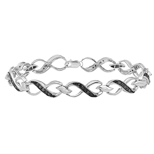 0,75 Karat (ctw) Sterling Silber Diamant Schwarz Rund Damen Infinity Herz Tennis Link Armband 3/4 CT by dazzlingrock Collection