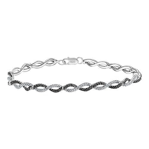 0,20 Karat (ctw) Sterling Silber Diamant weiß schwarz rund & Damen Infinity Tennis Link Armband 1/5 CT
