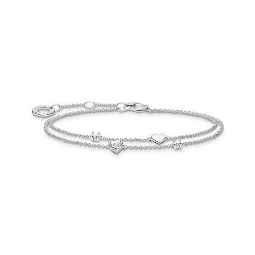 Thomas Sabo Armband mit Herzen und weiße Steine 925 Sterlingsilber A2057-051-14