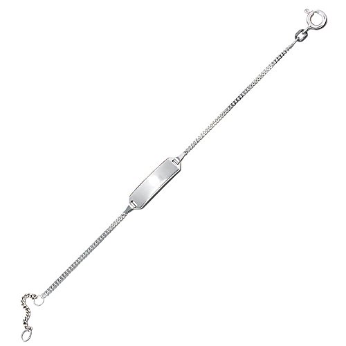 Goldarmband für Kinder Schildband 585 Gold Weißgold 14cm verkürzbar