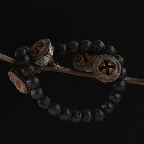 Charm-Armbänder für Herren, 8 mm, handgefertigte Perlen, Lava, Gold/Silber, Totenkopf, modische Armbänder-Lava