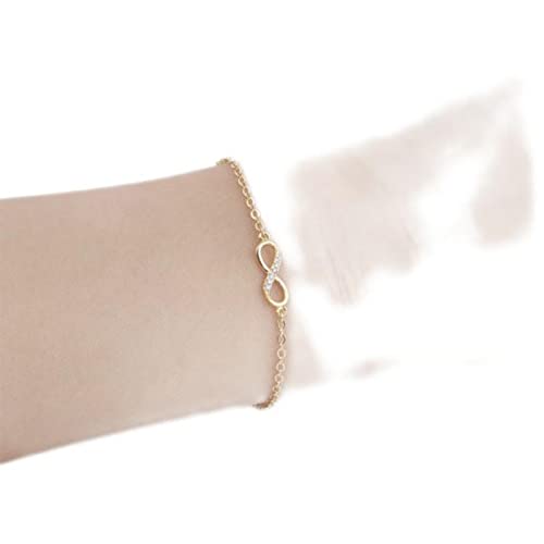 CHOUBAGUAI Armband CZ Infinity Armbänder für Frauen Freundschaft Paar Armbänder acht Form Charm Kette Armbänder Armreifen - Goldfarben