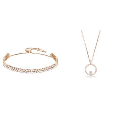 Swarovski Subtle Armband, Weiss, Roségold-Legierungsschic ht & Creativity Anhänger, Rund, Weiss, Roségold-Legierungsschic ht