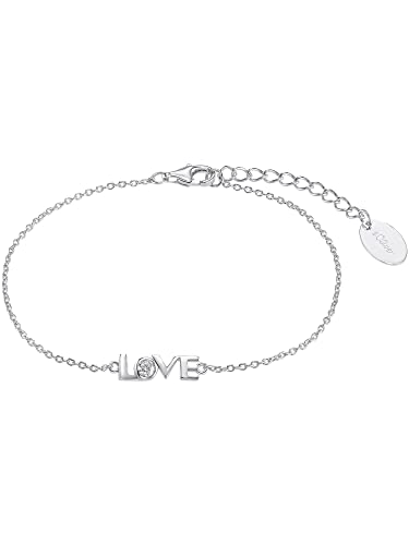 s.Oliver 2034344 Damen Armband Love Silber Weiß 20 cm