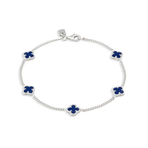 Kuzzoi Buddha Herren Silber Armband mit Emaille Kleeblatt Panzerarmband aus 925 Sterling Silber Länge 23 cm