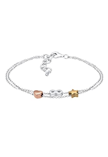 Elli Armband Damen Infinity Herz Sterne Tri-Color in 925 Sterling Silber