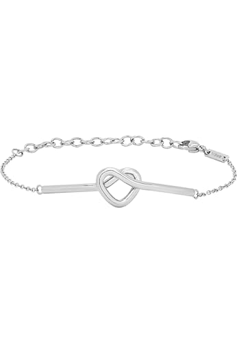 Breil Armband B&ME für Damen aus Edelstahl poliert in der Farbe Silber, Herzknoten, mit Karabinerverschluss, Länge: 21 cm, TJ3318