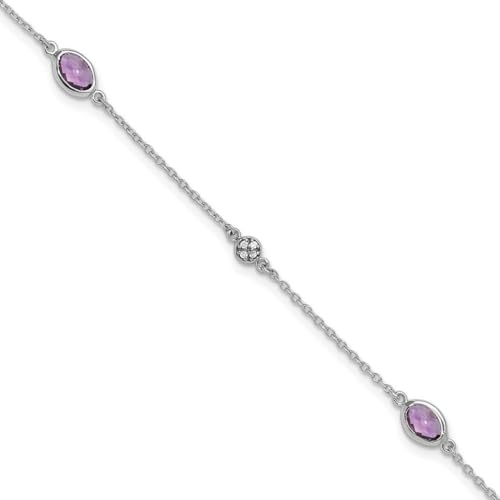 Sterling-Silber 925 Eis-Weiß Amethyst und 0,01 ct Diamant Armband – 19,1 cm – JewelryWeb