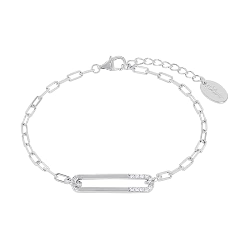 s.Oliver Armband 925 Sterling Silber Damen Armschmuck, mit Zirkonia synth., 17+3 cm, Silber, Kommt in Schmuck Geschenk Box, 2034855