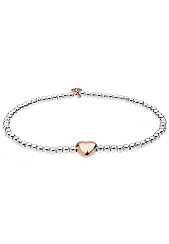 Elli Armband Damen Herz Liebe Kugeln Bi-Color in 925 Sterling Silber
