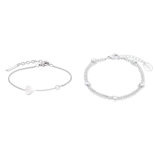 Liebeskind Armband (Silber) & s.Oliver Armband Edelstahl Damen Armschmuck, 16+4 cm, Silber, Kommt in Schmuck Geschenk Box, 2022713