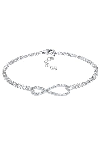 Elli Armband Damen Infinity Symbol endlos filigran mit Kristallen in 925 Sterling Silber