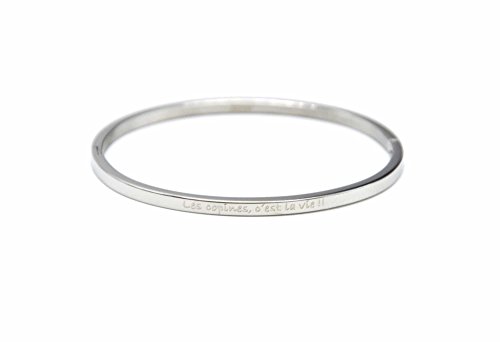 BC2572F - Schmaler Armreif aus Rotgold-Stahl mit Gravur „Les copines, c'est la vie“.(evtl. nicht in deutscher Sprache)