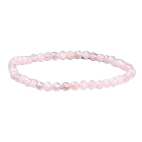 HEYONA Armband for Damen, Freundschaftsarmband Armbänder for Damenarmbänder, 4 mm mikrofacettiertes Stein-Stretch-Armband rosa Kristall-Energie-Edelstei n-Freundschaftsarmband verstellbar
