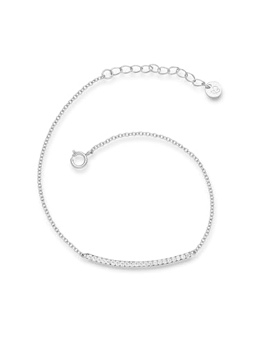 Glanzstücke München Damen-Armband Sterling Silber Zirkonia weiß 17 + 3 cm - Silber-Armkettchen Freundschaftsarmbänder Armbändchen Silber 925