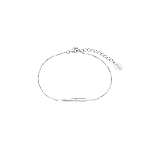 s.Oliver Armband 925 Sterling Silber Damen Armschmuck, mit Zirkonia synth, 17+3 cm, Silber, Kommt in Schmuck Geschenk Box, 2034978