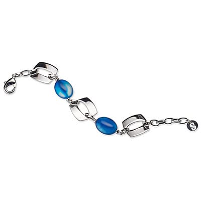 Sovrani Armband für Damen, Kollektion F. Mood. Armband aus Messing mit Platin-Finish und blauem Achat, Maße: 17 cm + 4 cm, mit Karabinerverschluss. Referenz: J6962, Legierter Stahl