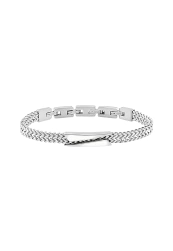 Breil, Edit Out Collection, Edelstahl-Armband für Herren mit Bilux-Finish, Originelles Herren-Accessoire, mit Glied und Mittelelement, Praktischer Verschluss, Verstellbare Länge: 17-22 cm, Silber