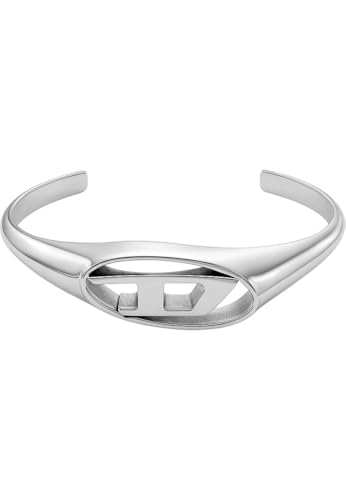 Diesel Herren Oval D Logo Silberfarbenes Edelstahl Armband, DX1589040