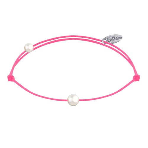 LES POULETTES BIJOUX - Armband Link Kleine Weiße Zucht Perle - Neon Pink