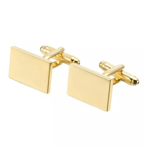 1 Paar rechteckige Manschettenknöpfe mit Spiegel für Herren und Damen, Hemdset mit Manschettenknöpfen, Gold, 14 Karat
