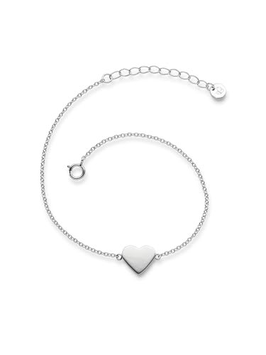 Glanzstücke München Damen-Armband Herz Sterling Silber 17 + 3 cm - Armkettchen mit Herz-Anhänger Silberkettchen Silber 925 Herzarmband