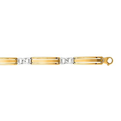 14ct Gelbgold Weißgold 20,96 cm poliert Verschluss 2 Farbtöne Fancy Herren Armband - JewelryWeb