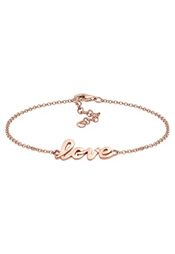 Elli Armband Damen Love-Schriftzug in 925 Sterling Silber Rosé vergoldet