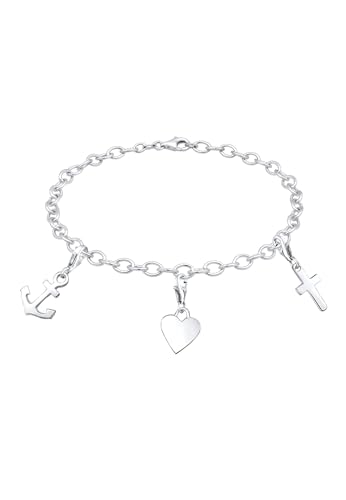 Elli Armband Damen Anker Kreuz Herz Anhänger Symbol in 925 Sterling Silber