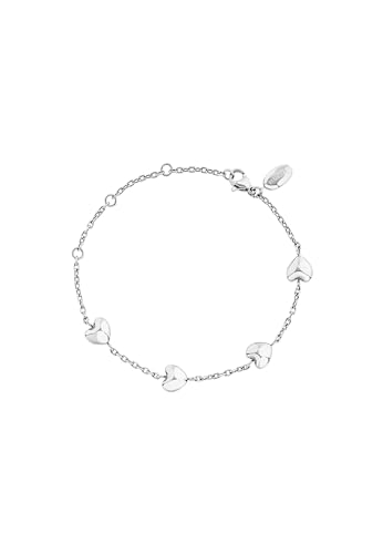 Breil, Kilos of Love Collection, Damen-Armband, Damenschmuck aus Edelstahl, Filigrane Kette mit Kleinen Personalisierten Herzen mit Breil-Logo, Verstellbare Länge: 15-21 cm, Silber