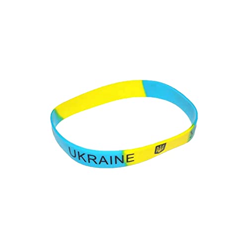 Berrysun Armband Ukraine Geschenke Ukrainisches Armband Gummi -Souvenirs Flagge Unisex Lüfter Armband Glas Armreifen Damenschmuck (Color : A, Size : One Size)