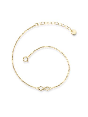 Glanzstücke München Damen-Armband Infinity Sterling Silber gelbvergoldet - Silberkettchen Unendlichkeit Armkettchen Silber Freundschaftsarmbänder