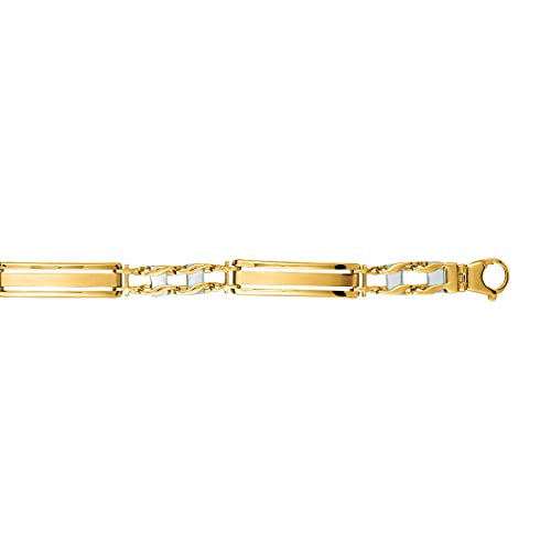 14ct Gelb- und Weißgold, 20,96 cm - 2 Tone Herren Armband mit JewelryWeb Fancy Verschluss